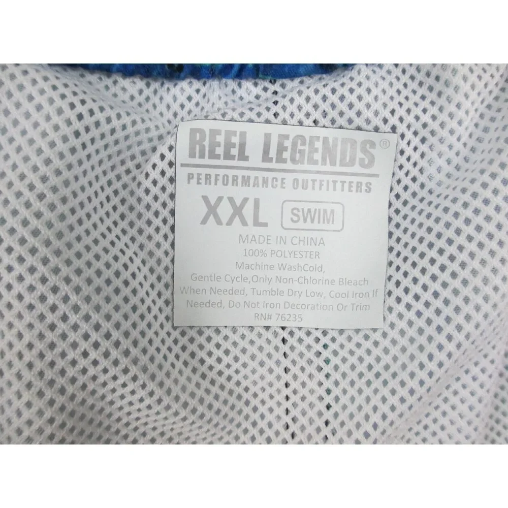 Reel Legends Swim Trunks Mens 2XL XXL Blue Board Shorts Bathing Suit‎ Sharks